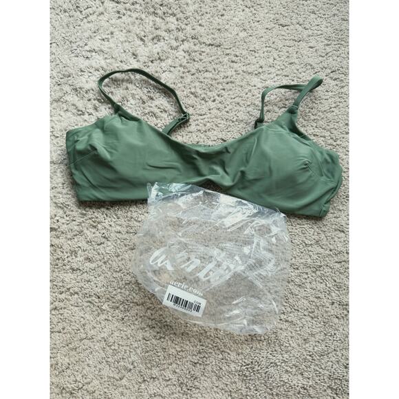 NWT Aerie Scoop Bikini Top Swim Olive Green Size XL Vacation Pool Beach Resort - Picture 3 of 5